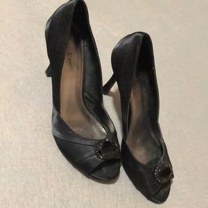 Work once peep toe black heels